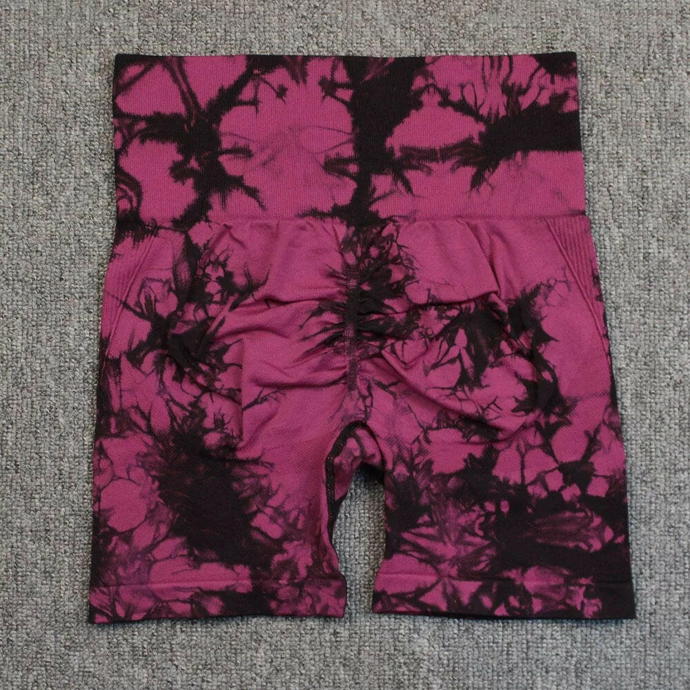Tie-Dye High-Waist Yoga Shorts - Stylish, Comfortable Fit - My Store