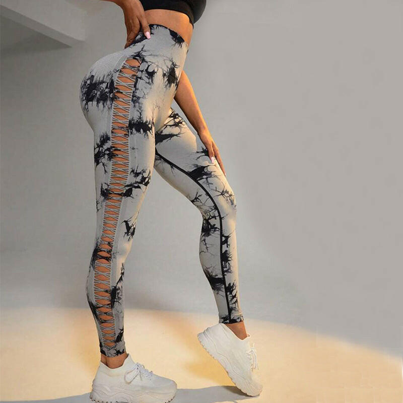 Seamless Hollow Tie Dye Leggings - My Store